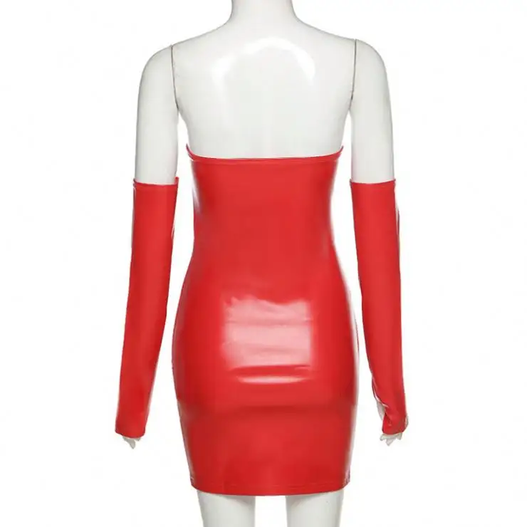 ファッションデザイン女性オールマッチワンワードカラーセクシーバッグヒップナイトクラブスタイルドレス