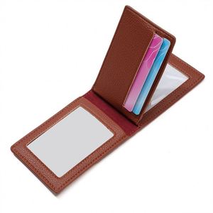 Tarjetero de Identificación de Empleado de Piel Sintética Doble ATM, Precio Inicial, Bajo MOQ, Logotipo Personalizable, Cartera Pequeña - Product Image 1