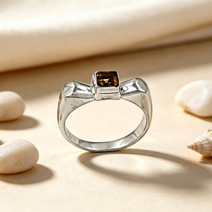 Bague en argent pour femme Art Palace, nouvelle collection, avec pierre précieuse citrine - Bagues élégantes pour fiançailles et mariage - Product Image 1