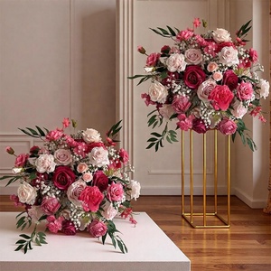 Alta calidad 50Cm seda Tropical Rosa hojas de eucalipto flor Centro bola naranja boda <span class=keywords><strong>centros</strong></span> de mesa flor bola para boda - Product Image 3