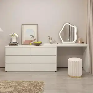 Coiffeuse de maquillage moderne pour filles avec miroir coiffeuse de maquillage coiffeuse de luxe avec tiroirs pour chambre à coucher