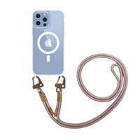Coque de téléphone transparente magnétique plaquée avec cordon tour de cou et dragonne pour iPhone 17, 16, 15 Pro Max, 14, 13, 12, 11