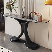 Table console moderne de luxe en acier inoxydable avec plateau en marbre pour villa, salon, mobilier de maison, durable