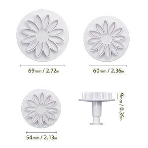 3Pcs White 3D Gerbera Biscuit Cutters Plastic Seabed Large Chrysanthemums Cookie Moules - Product Image 6