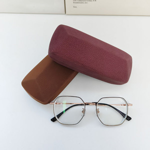 Solid Color Rectangle Eyeglasses Case Grey Dark Blue Burgundy Dark <b>Brown</b> Metal Flip Design Portable Unisex <b>Storage</b> <b>Box</b> - Product Image 2
