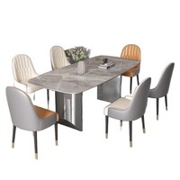 Ensemble de salle à manger moderne minimaliste de style italien Table à manger rectangulaire à 4 chaises en dalles de pierre pour usage domestique Petite taille
