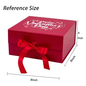 厂家定制高端创意丝带蝴蝶结半盖板一体式折叠盒彩色磁性折叠礼品盒