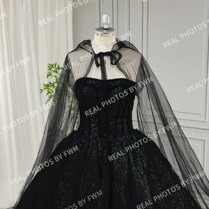 Vestido de Novia Gótico Negro con Lentejuelas y Encaje, Elegante y Lujoso, con Fotos Reales, Alta Calidad, para <span class=keywords><strong>Boda</strong></span>, Modelo 15944 - Product Image 5