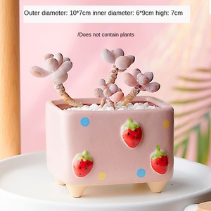 Peinture à la main en relief fruits fraise pot de fleurs succulent pot de fleurs joli motif de fruits plante Pot de fleur jardinière carrée - Product Image 6