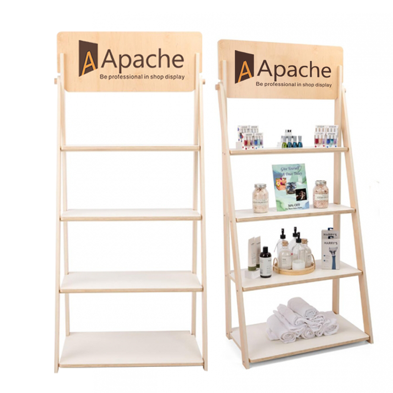 Customizable Wood Display Rack for Cosmetics Store Quality Display Stand — view 5