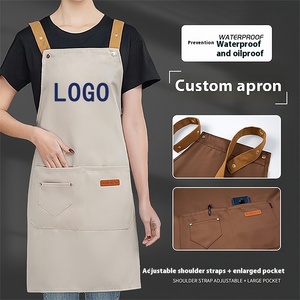 Delantal de Chef de Lona de Polialgodón con Logotipo Personalizado Ranguo, Lazos Ajustables para Cuello y Cintura, Uniforme para Personal de Restaurante, Cafetería y Panadería - Product Image 3