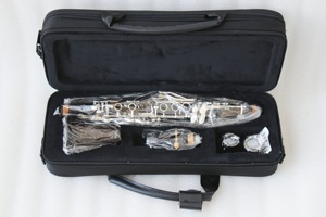 <span class=keywords><strong>Clarinete</strong></span> de Madera de Granadilla Eb de Alta Calidad con Llaves Plateadas, 18 Llaves y 6 Anillos, <span class=keywords><strong>Doble</strong></span> Boquilla - Product Image 6