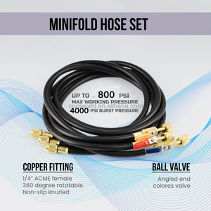 800PSI 1/4 "SAE R410 5FT, комплект шлангов для зарядки хладагента кондиционера с шаровым клапаном - Product Image 2