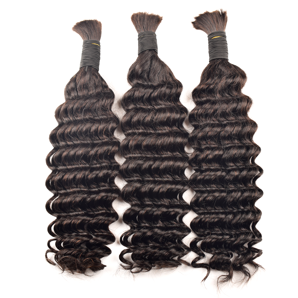 KAMA Boho Braids Human Hair Extensions Body Wave Curl Crochet Bulk Human Hair Bundles Without Weft for Braiding Detail Section 4