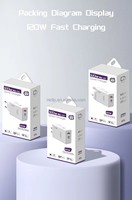 Pengisi daya dinding adaptor cepat 120w + kabel PD pengisi daya Cepat TYPE-C Port EU US UK PD pengisi daya ponsel untuk Iphone huawei xiaomi