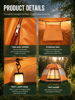 Tente de camping confortable RAYCIN pour la famille, les voyages, la randonnée, la plage, les pique-niques et les escapades de fin de semaine