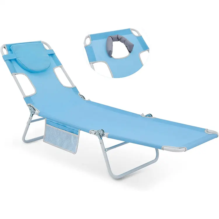 조정 가능한 안락 의자 수영장 잔디 잠자는 침대 야외 파티오 라운지 의자 접이식 해변 캠핑 침대