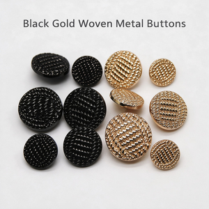 Boutons ronds en alliage de zinc à texture tissée, boutons décoratifs noirs et dorés à coudre pour costume, manteau, veste, gilet, trench-coat - Product Image 3