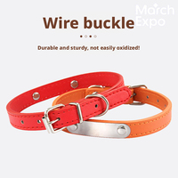 Einfaches Design PU-Material Hunde- & Katzenhalsband mit Gravur und Glocke - Grenzüberschreitendes Kleintier-Halsband