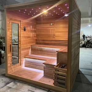 Canadese importato 4 persone cedro rosso caldo <span class=keywords><strong>palestra</strong></span> <span class=keywords><strong>Sauna</strong></span> con stufa elettrica 9KW vapore secco cicuta legno massiccio di pino senza portico - Product Image 2