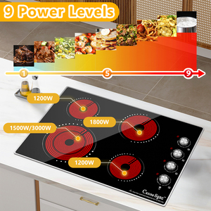 30 Inch <b>electric</b> cooktop 4 burners ceramic cooktop Knob control <b>electric</b> cooktop 7200W radiant <b>electric</b> cooktop - Product Image 5