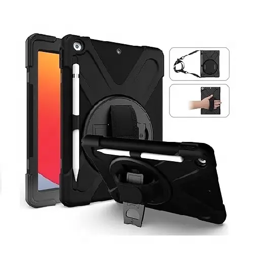 Adjustable Hand Shoulder Strap Full Protection Robust Protective Case Shockproof tablet Cover for iPad 8th 2020 7th 2019 10.2''