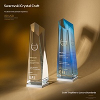 Nouveau trophée en cristal transparent personnalisé avec base en métal argenté pour la commémoration des récompenses des employés exceptionnels