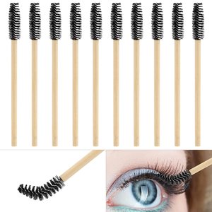 50 brosses à mascara jetables avec manche en bambou, poils en nylon, applicateur de cils, brosse à sourcils, emballage en sachet OPP - Product Image 6