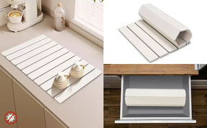 Tapis de séchage de vaisselle en pierre pour comptoir de cuisine Tapis de séchage de vaisselle de cuisine pliable en terre de diatomées - Product Image 6