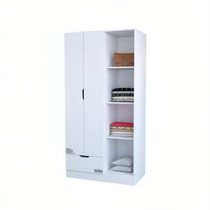 Armario Cimarron de 2 puertas, color blanco, con compartimento abierto, 5 estantes, armario de almacenamiento, muebles para dormitorio - Product Image 1