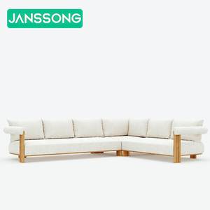 Juego de Sofás de Lujo, Sofá Moderno en Forma de L de Madera de Teca, Juego de Sofás para Exteriores, Muebles de Jardín, Muebles para Villa junto a la Piscina, Sofás de Jardín para Exteriores - Product Image 6