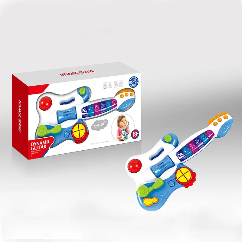 귀여운 디자인 교육 아기 장난감 사랑스러운 유아 악기 장난감 전기 플라스틱 키즈 기타 장난감
