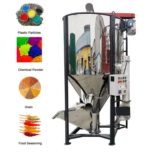 Misturador vertical de resina plástica aquecida, misturador de lote de cores com funil de secagem