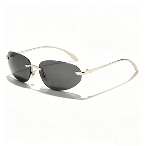 Occhiali da Sole Senza Montatura Y2k per Donne, Montatura in Metallo, Marca di Lusso, Occhiali da Sole Chic a Occhio di Gatto, Lenti con Pellicola Oceanica, Occhiali Ovali Senza Montatura - Product Image 2