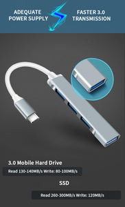 Hub USB 2.0 USB 3.0 Type C <span class=keywords><strong>4</strong></span> en 1, adaptateur multi-splitter <span class=keywords><strong>4</strong></span> ports haute vitesse OTG, aluminium externe - Product Image 5