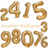 Fourniture de ballons ballons en aluminium numérotés de 40 pouces pour la décoration de cadeaux de fête d'anniversaire ballons gonflables ballons en aluminium numérotés en or d'Italie