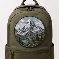 Patch brodé personnalisé à repasser Montagne enneigée 3D avec support toile pour sweat à capuche