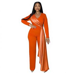 Mono de una pieza informal de verano transpirable con cinturón único de color liso y corte recto holgado, modelo explosivo. - Product Image 1