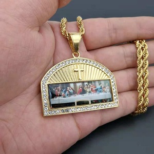 Collar con Colgante de la Última Cena en Acero Inoxidable, Chapado en Oro, Medallón Religioso Cristiano, Joyería Hip Hop para Hombre - Product Image 6