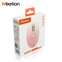 Mouse Meetion Grosir BTM002 Nirkabel untuk Komputer Laptop, Mouse RGB 2.4g+BT Wireless Isi Ulang untuk Kantor