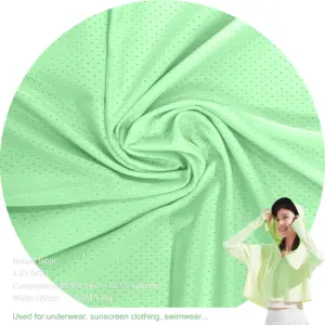 Quick Drying UPF50+ cool high elastic Thin Nylon 88 Spandex 12 Breathable Dot knit Sunscreen Fabric For Tshirt Hoodie Coat
