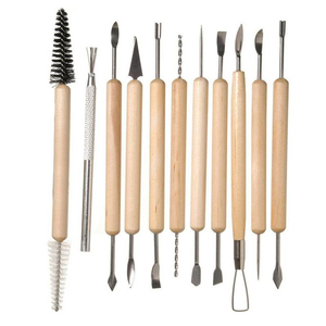 Set di strumenti professionali <span class=keywords><strong>per</strong></span> scultura da 11 pezzi strumenti in ceramica con manici in <span class=keywords><strong>legno</strong></span> fai-da-te - Product Image 1