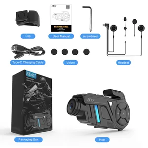 EJEAS K1 1000m Sistema bluetooth para motocicleta intercomunicador capacete interfone MESH fone de ouvido câmera 2K vídeo interfone WiFi