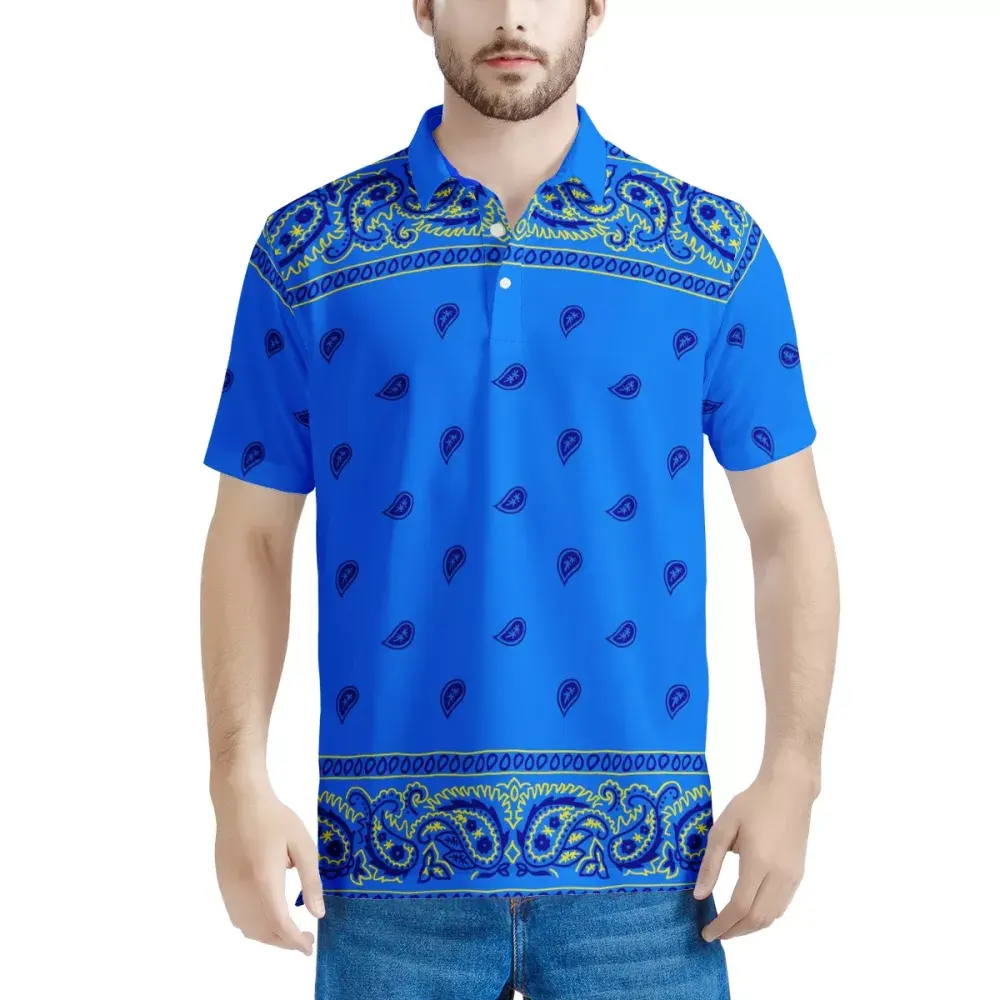 सभी-मैच फैशन आकस्मिक पैस्ले Bandana प्रिंट डिजाइन कस्टम 1 MOQ ड्रॉप शिपिंग लघु आस्तीन आकस्मिक पोलो टी शर्ट