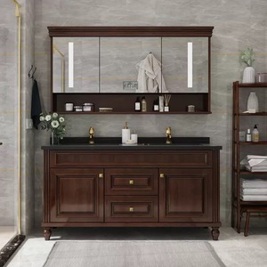 Mobile <span class=keywords><strong>Bagno</strong></span> Impermeabile in Legno Massello, Vanità Autoportante con Lavabo in Ceramica, Arredo <span class=keywords><strong>Bagno</strong></span> - Product Image 3