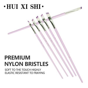 Ensemble de pinceaux à <span class=keywords><strong>peinture</strong></span> acrylique HUIXISHI, 6 pièces, manche en plastique, poils en nylon, virole en métal, pinceaux plats, éventail, angulaires, <span class=keywords><strong>peinture</strong></span> artistique, <span class=keywords><strong>huile</strong></span> - Product Image 2