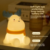 Petite lampe de chevet LED en silicone en forme d'elk avec capteur de mouvement, lampe de table LED intégrée avec batterie, Saint-Valentin, anniversaire