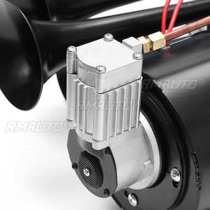 Truck <b>Train</b> Quad 4 Trumpet Air Horn <b>Kit</b> Black 170 PSI 12V 3Liters Compressor & House 150db - Product Image 4