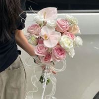Maßgefertigte Hochzeitsblumenarrangements Künstliche Blumen Real-Touch-Blumen Brautstrauß Rosa Tulpe Calla-Lilie Hochzeitsdekoration
