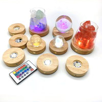 Base en bois au design élégant pour lampe de sel de l'Himalaya, diffuseur d'arômes en pierre de cristal, lampe aromatique avec ambiance chaleureuse